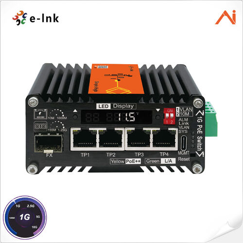 Latest company news about E-link LNK-AIMC104 Series: Mini Industrial AI Smart Managed Switches dari Non-PoE hingga 90W PoE++