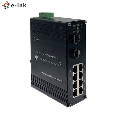 Sakelar Ethernet Industri Aluminium 8 Port 10/100/1000Base-T 2 Port 1000BASE-X Gigabit