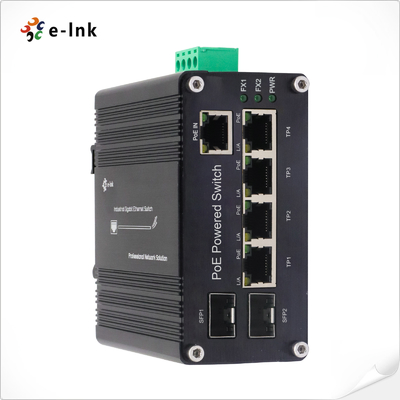 Sakelar Ethernet Bertenaga Industri PoE 5 Port 10 100 1000T + 2 Port 100 1000X SFP