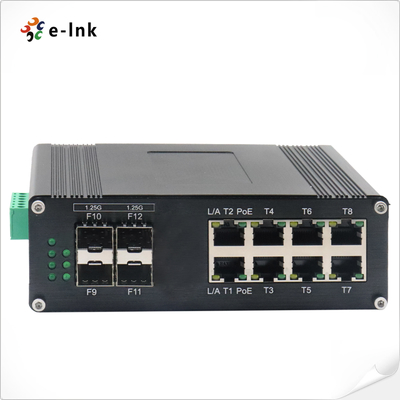Hardened 8 Port POE Managed Network Switch Dengan IP40 Aluminium Case