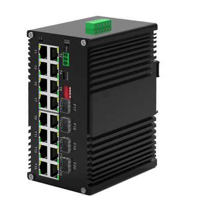 Industrial Gigabit Managed Switch 16 Port 10/100/1000T 802.3at PoE Dengan 4 Port 1000X SFP