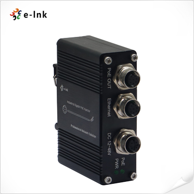 EN50155 Industri 1 port 10/100/1000 Injektor PoE dengan output 30W, konektor M12