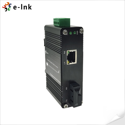 Mini Industrial 100BASE-FX Ke 10/100BASE-T 30W PoE+ Media Converter