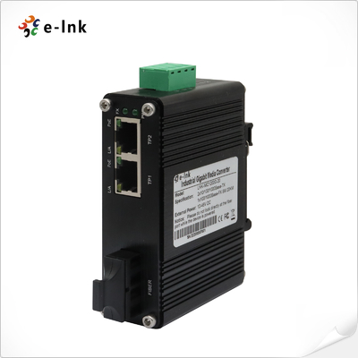 Mini Industrial 1-Port 100Base-FX ke 2-Port 10/100Base-T 60W PoE++ Media Converter