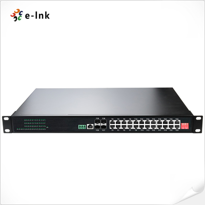 Industri L2+ Rackmount 24-Port 10/100/1000T 802.3at PoE + 4-Port 1000X SFP Sakelar Ethernet Terkelola
