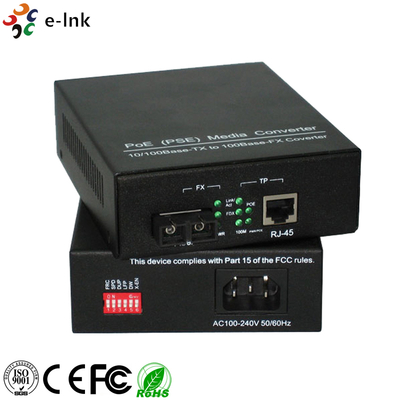Konverter Media PoE(PSE) 10/100Base-TX ke 100Base-FX