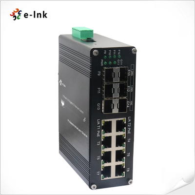 Industri L2+ 8-Port 10/100/1000T 802.3at PoE + 4-Port 1G SFP + 2-Port 10G SFP+ Sakelar Ethernet Terkelola