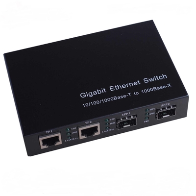 Konverter Media 10/100/1000M 2-TX + 2-FX(SFP) Port Fiber Switch