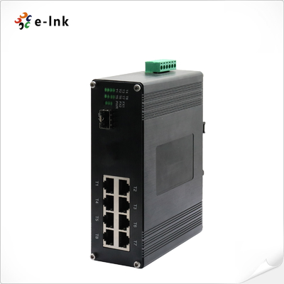 Industri 8-Port 10/100/1000T 802.3bt PoE + 1-Port 100/1000Base-X Sakelar Ethernet