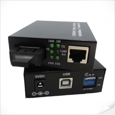 Konverter Media Ethernet USB Bertenaga 10/100Base-TX ke 100Base-FX