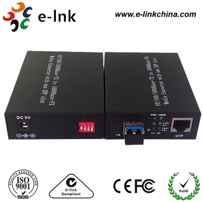 Konverter Media Gigabit Ethernet 10/100/1000M Slot SFP dengan Sakelar DIP