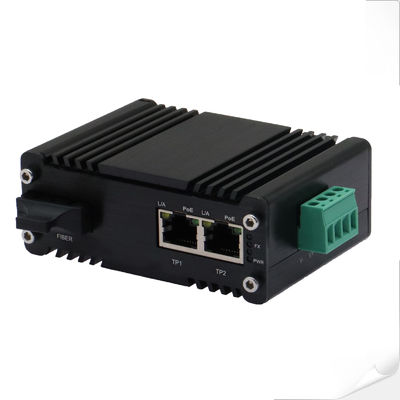 Industrial 2 Port PoE Media Converter Desain tahan lama dan mudah dipasang pada DIN Rail atau kotak distribusi