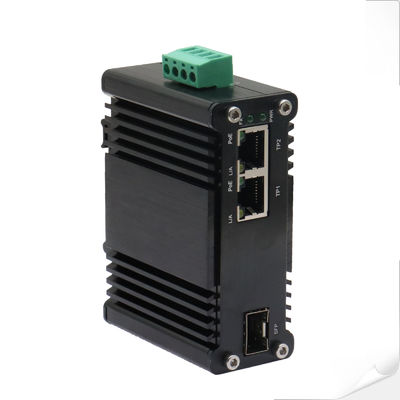 Mini Industrial 1-Port 100/1000X SFP ke 2-Port 10/100/1000T 90W PoE++ Media Converter