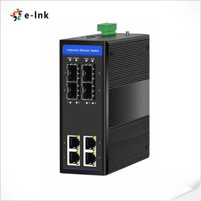 Industri 4-port 10/100/1000T 802.3at PoE + 4-port 100/1000X SFP Sakelar Ethernet Terkelola