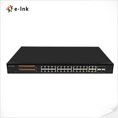 Sakelar Ethernet Combo 24-Port 10/100/1000T 802.3at PoE + 4-Port 100/1000 SFP yang Dikelola
