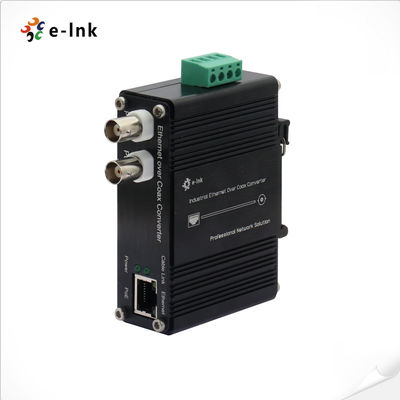 Jangkauan suhu industri 1Ch DIN-Rail Industrial 10/100Base-TX Ethernet over Coax Extender