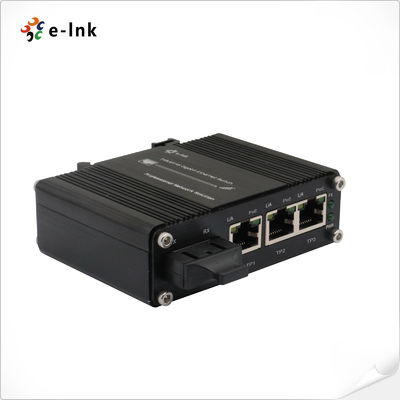 Mini Industrial 3-Port 10/100/1000T 802.3at PoE + 1-Port 1000X SC Ethernet Switch dengan 12 ~ 48VDC Input dan Voltage Booster
