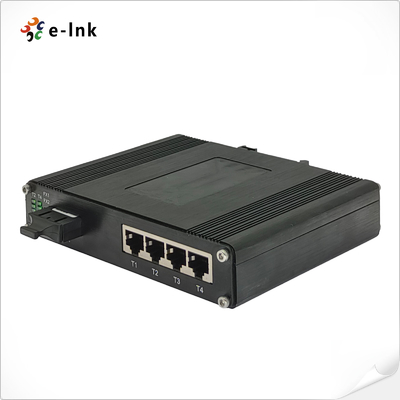 Sakelar Ethernet 4-Port Industri 10/100/1000T 802.3bt PoE + 1-Port 100/1000BASE-X