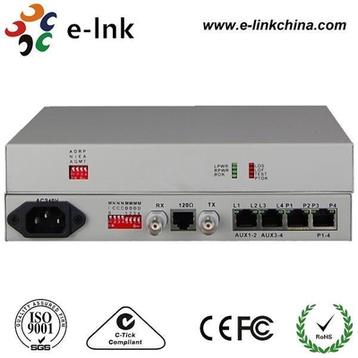 4 suara (FXS/FXO) telepon melalui E1 konverter/Mux