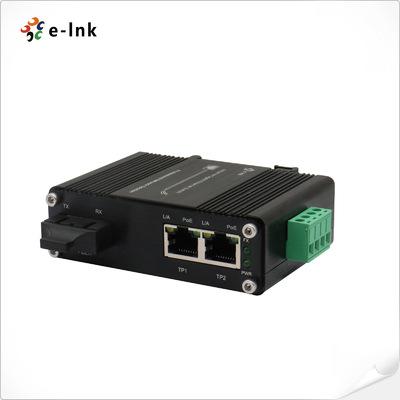 Konverter Media Mini Industrial 1-Port 1000X ke 2-Port 10/100/1000X 30W PoE+ Mendukung IEEE802.3af PoE (15.4W) atau IEEE802.3at PoE+(30W)