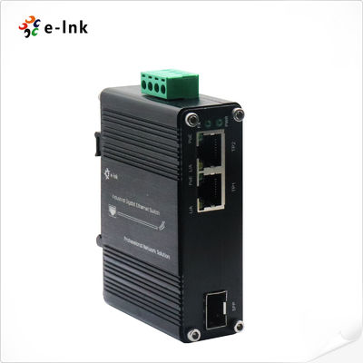 Mini Industrial 1-Port 100/1000X SFP ke 2-Port 10/100/1000T 60W PoE++ Media Converter Hingga 60W daya di atas 4 pasang