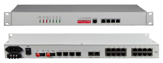 8/16-Ch FXO/FXS + 8-Ch E1 + 4-Ch 10/100M ETH + 4Ch RS232/422/485 Multiplexer Serat