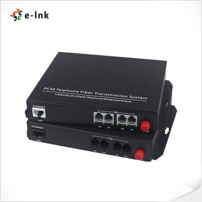 4Ch POTS ((FXO/FXS) Telepon melalui Fiber Mux