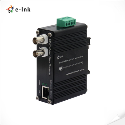 DIN-Rail Industrial 10/100Base-TX Ethernet over Coax Extender Mendukung Power over Coax & Power over Ethernet pada saat yang sama
