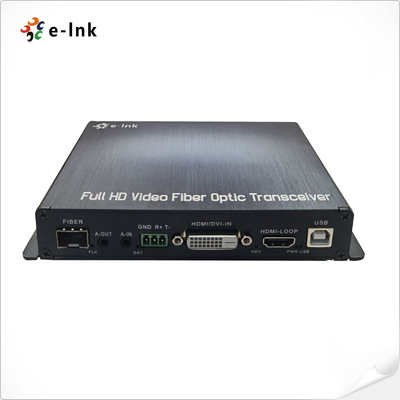 1Ch 1080P DVI + 1Ch USB KVM + 1Ch RS232 + 1Ch Audio Stereo Bidi + 1Ch GPIO melalui Fiber Extender