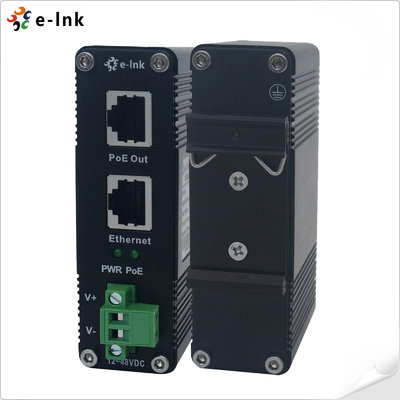 DIN Rail Industrial 802.3at 30W Gigabit PoE Injector Adapter 12~48V DC Power Booster harga pabrik